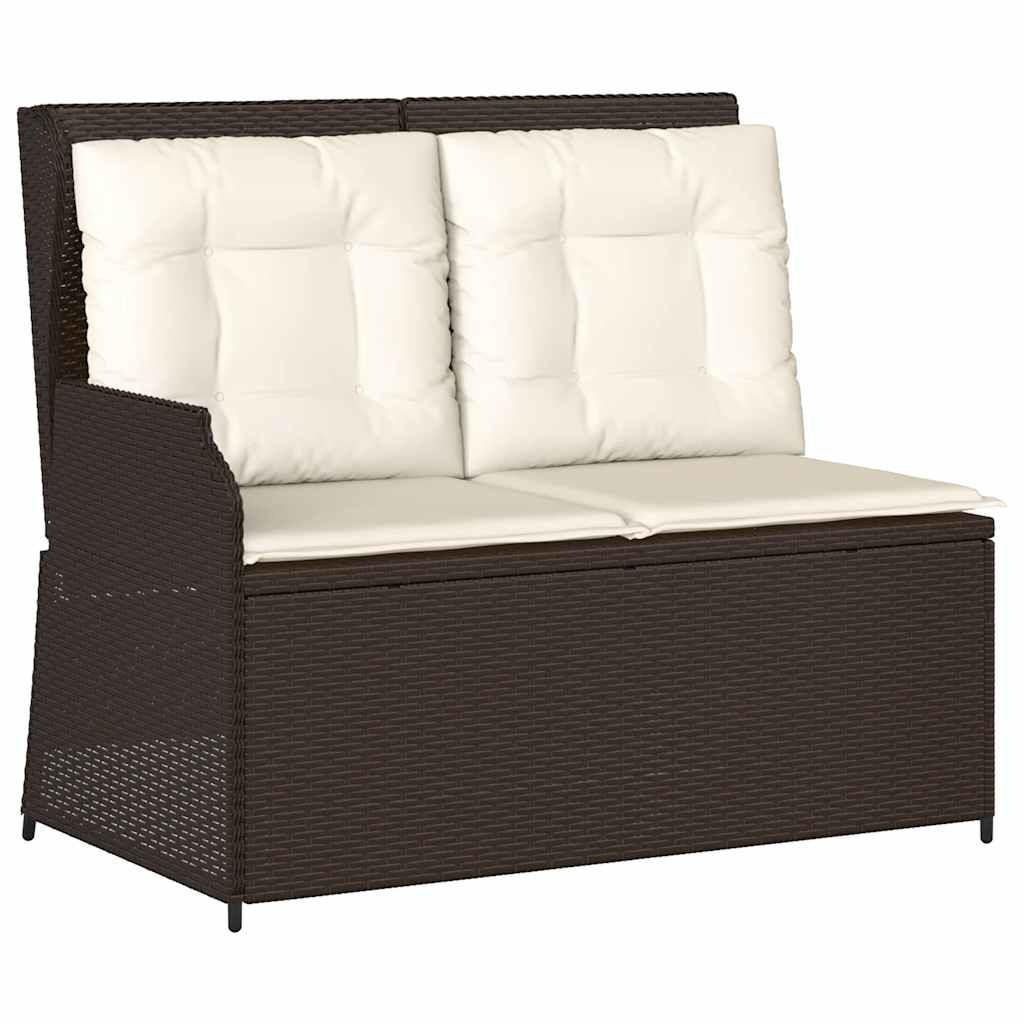 GARTENBANK Verstellbar mit Kissen Braun Poly Rattan - Braun, Kunststoff (95/95/110cm)