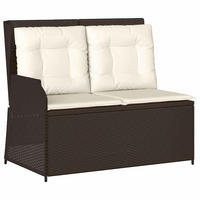 GARTENBANK Verstellbar mit Kissen Braun Poly Rattan - Braun, Kunststoff (95/95/110cm)