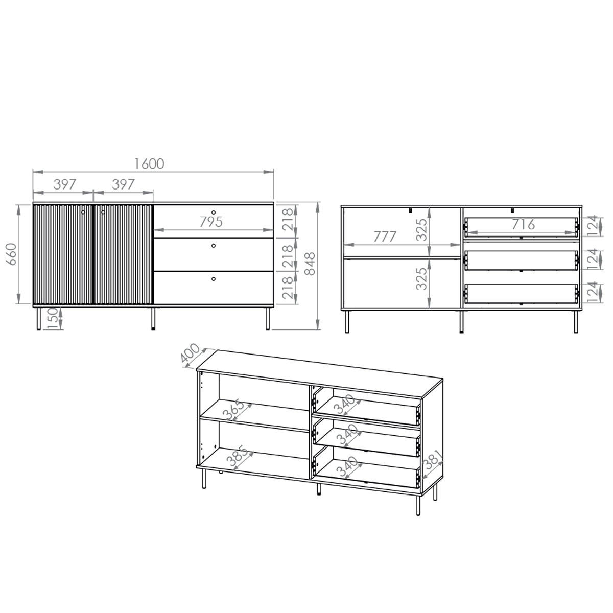 SIDEBOARD Nova Béžová - béžová, kompozitní dřevo (160/85/40cm) - Petits-meubles