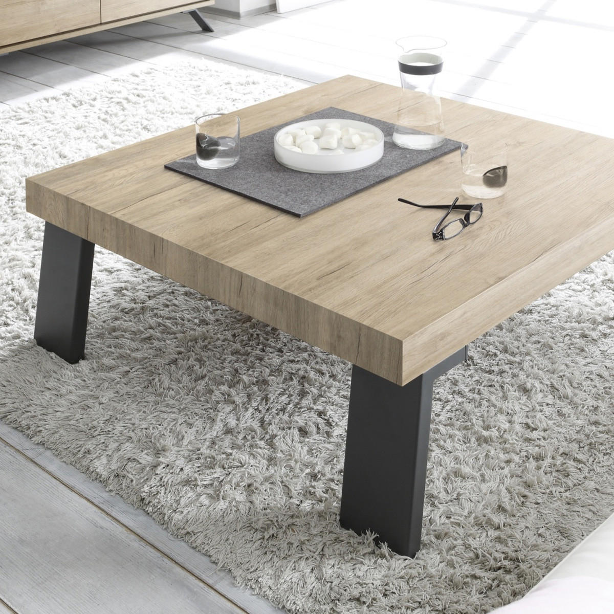 COUCHTISCH mit Metallbeinen Palma - H40 cm - Apfelbaumfarben, Holzwerkstoff (86/86/40cm) - Calicosy