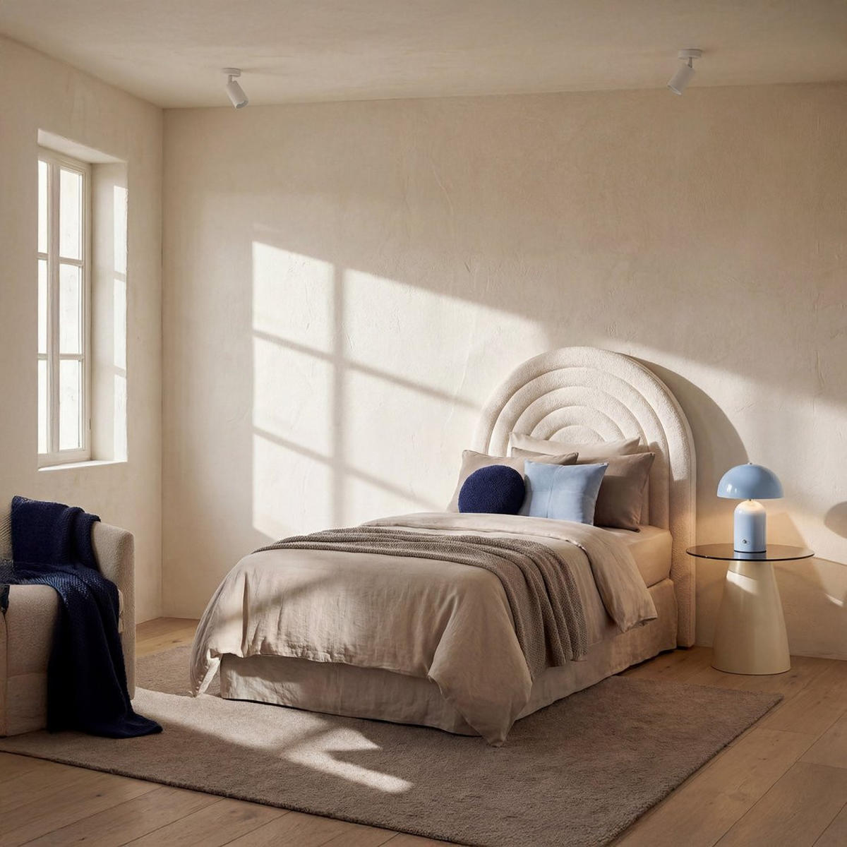 CABECERO INDIVIDUAL Kio Beige 107 cm x 125 cm - Beige, Textil (107/7cm) - Klast Home