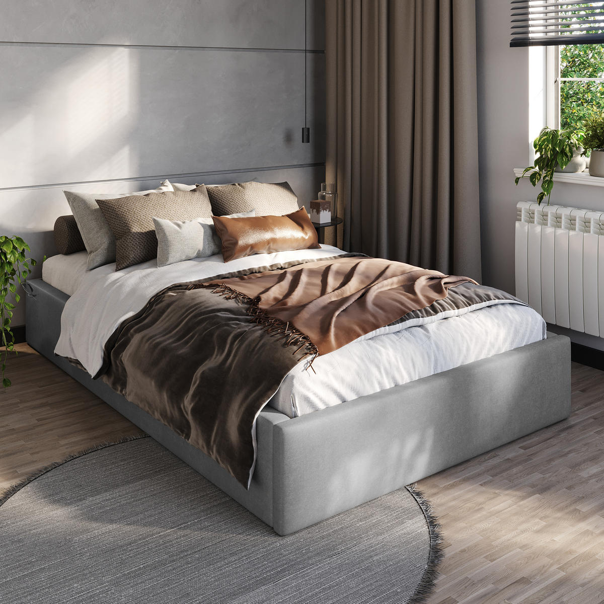 POLSTERBETT 120x200cm Bett mit Stauraum Lattenrost Grau - Grau, Holz/Holzwerkstoff (120/200cm) - Muralo