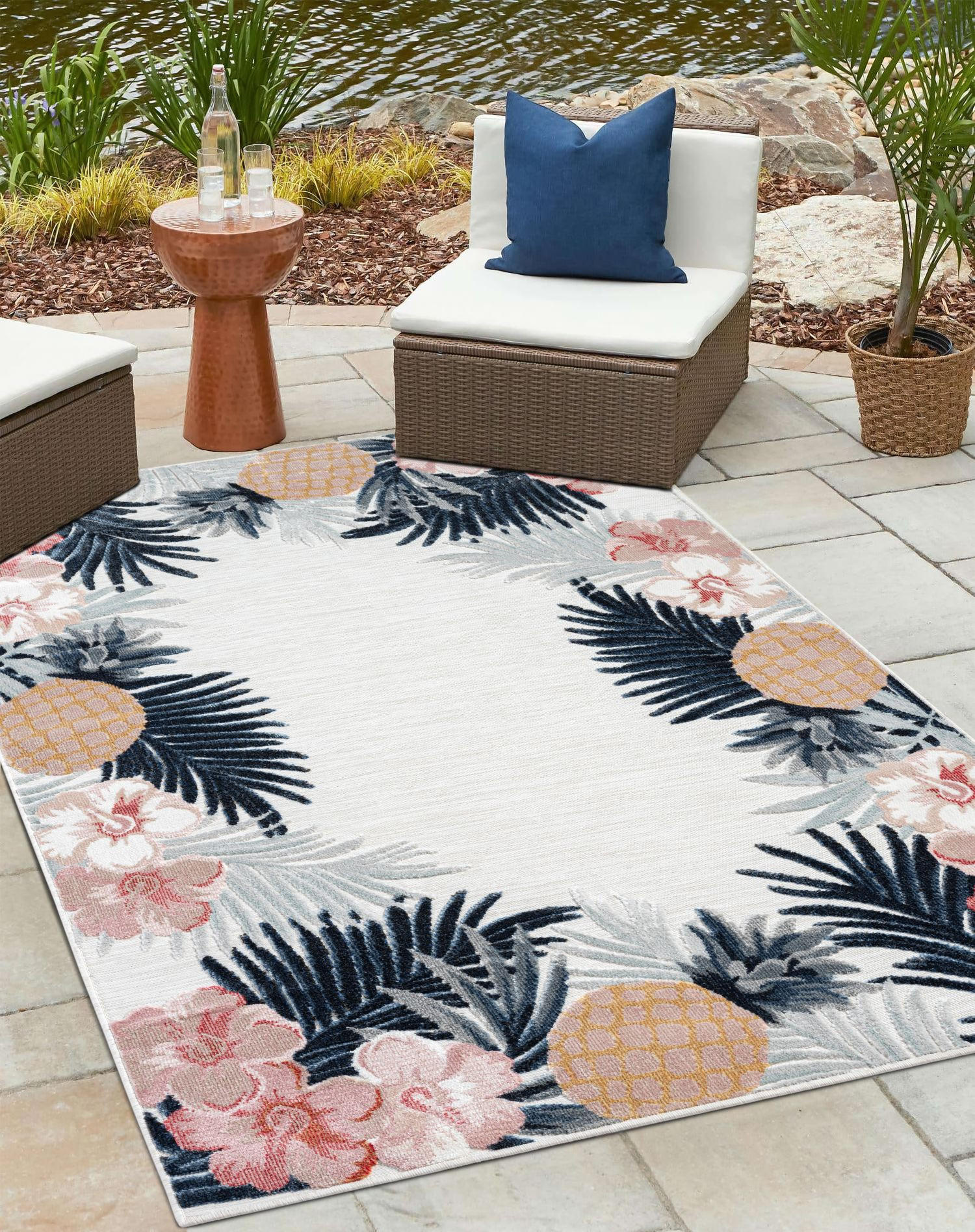 OUTDOORTEPPICH Heather Altrosa,Dunkelblau,Currygelb 80/150 cm - Altrosa, Textil (80/150cm) - My-Rug