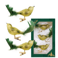 CHRISTBAUMSCHMUCK Waldvögel Grün 9cm (Glas / 3 Stk.) - Grün, Glas (4/4/9cm) - Krebs Glas Lauscha