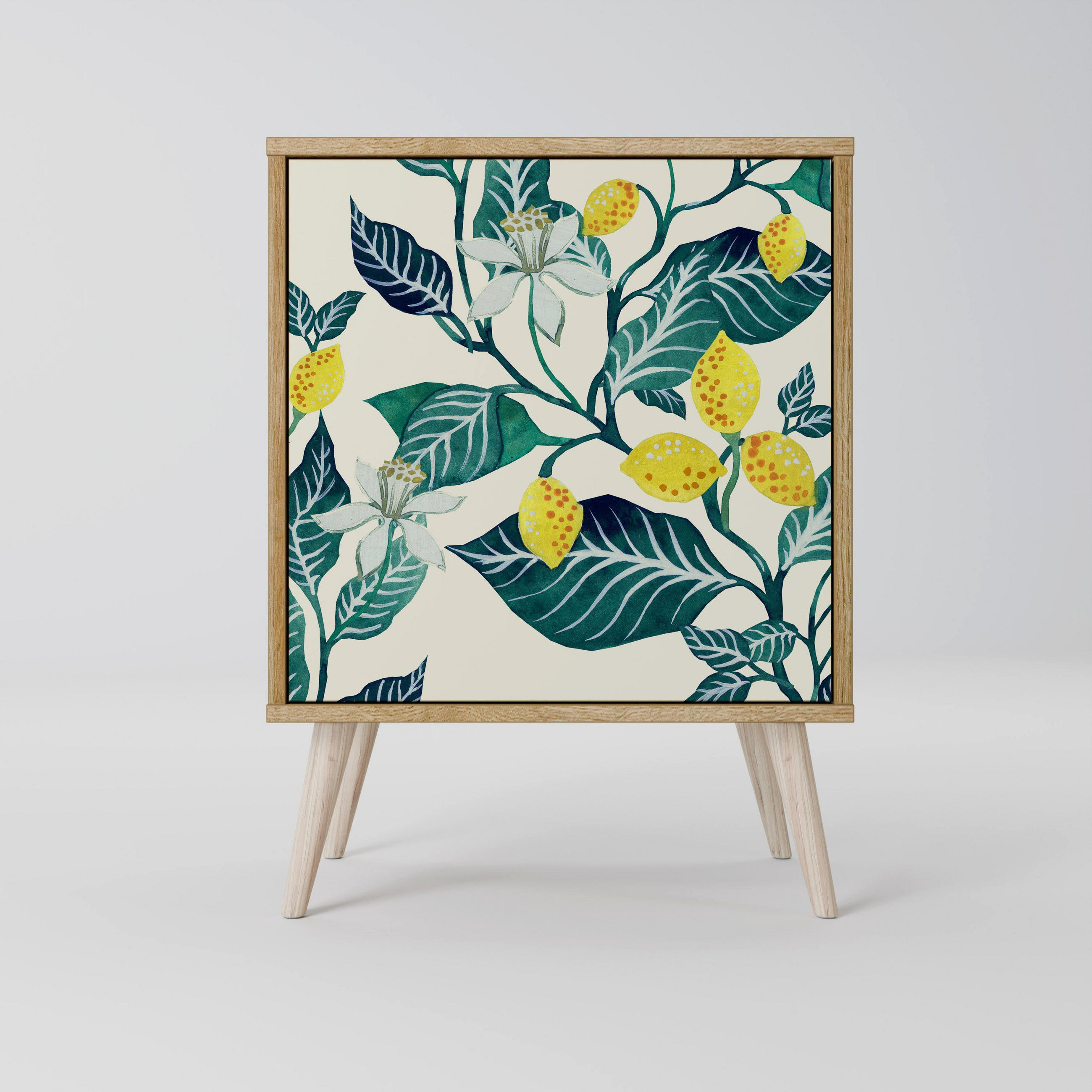 SIDEBOARD LEMON TREE, Eichefarben, 57,5x42x77,5 cm, Schräge Buchenholzfüße - Eichefarben/Buchefarben, Holzwerkstoff/Buchenholz (57.5/77.5/42cm) - SpaceRebels