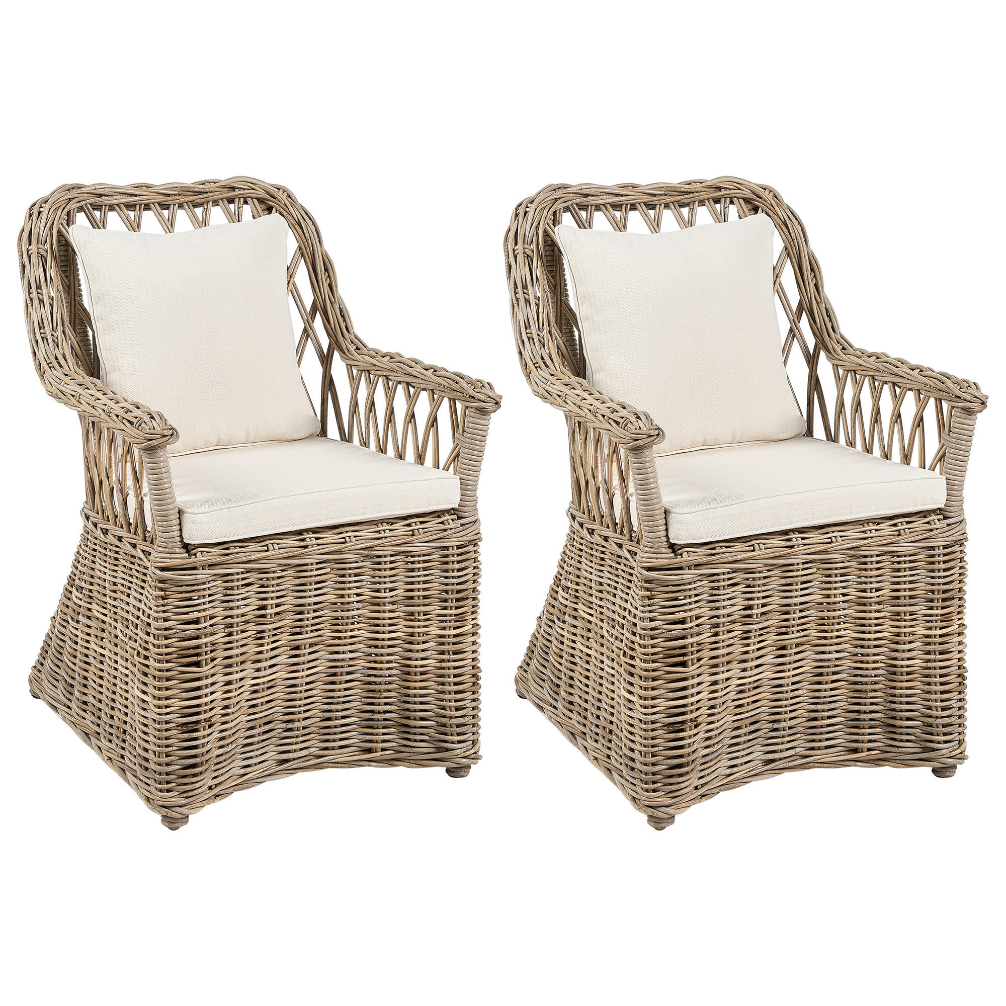GARTENSESSEL 2er Set Beige Maros II - Beige/Naturfarben, Naturmaterialien (53/90/70cm) - Beliani