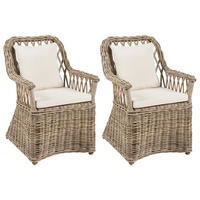 GARTENSESSEL 2er Set Beige Maros II - Beige/Naturfarben, Naturmaterialien (53/90/70cm) - Beliani