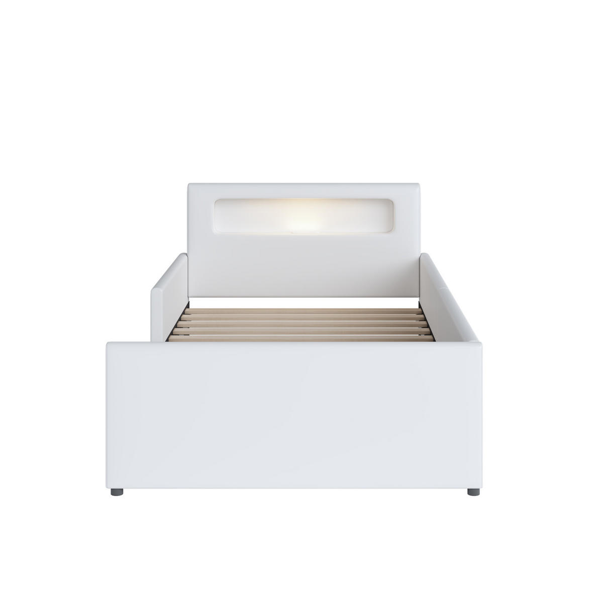 POLSTERBETT Kinderbett 90/200 cm weiß mit Nachtlicht und USB-Anschluss - Weiß, Textil (90/200cm) - OKWISH