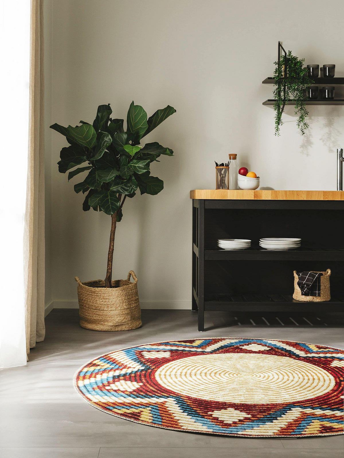 OUTDOORTEPPICH rund Kenya Multicolor ø 160 cm rund - Multicolor, Textil (160/160cm) - benuta Nest