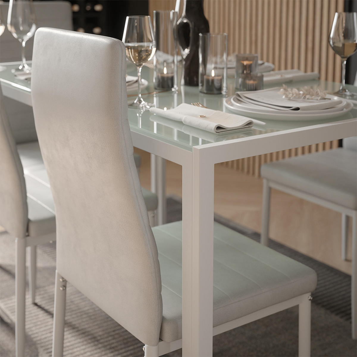 ESSTISCH Grand, Weiß/Weiß, 120 x 70 cm - Weiß, Glas (70/120/74.5cm) - Vicco