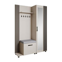 GARDEROBENSCHRANK Livia mit Aufhängern und Spiegel, Kaschmir, Schwarz, links - Kaschmir/Schwarz, Holzwerkstoff (137/207/42cm) - Beautysofa