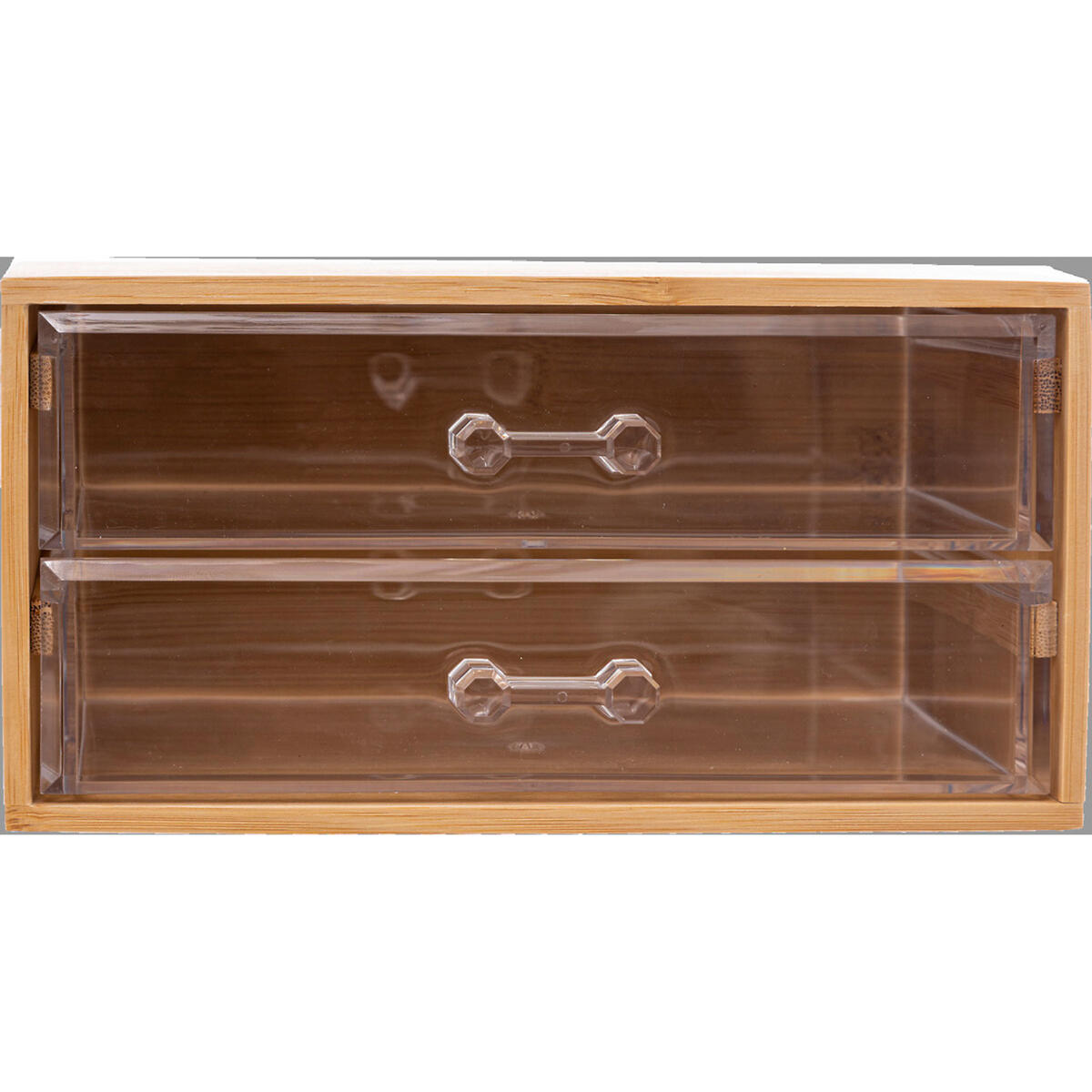 SCHMUCKBOX Selena mit 2 Schubladen, Bambus, Kunststoff, 19 x 11.7 x 9.6 - Beige, Holz (9.6/11.5/19cm) - 5five Simply Smart