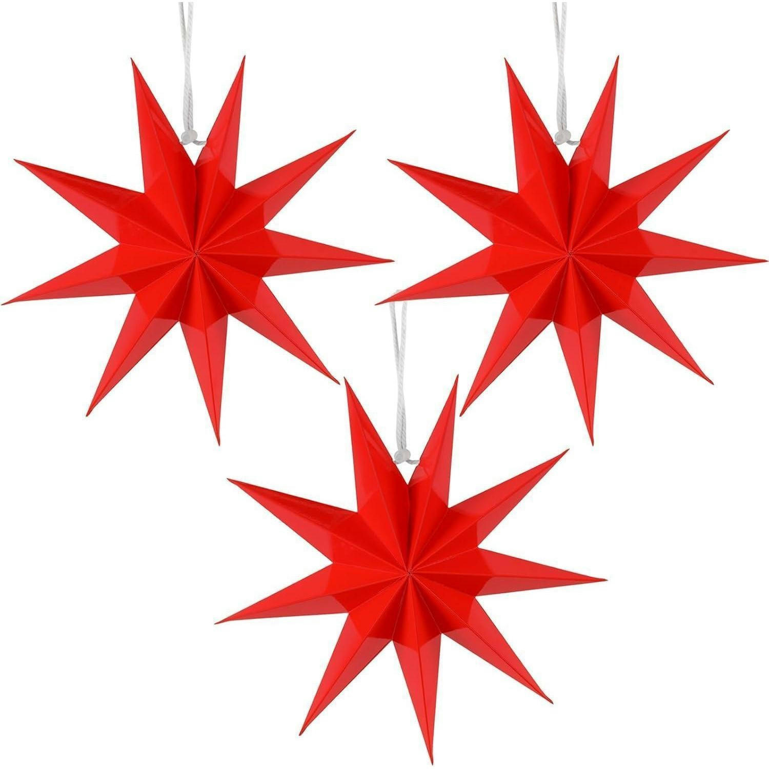 PAPIERSTERNE 3er Set Rot 30 cm - Rot, Papier (30/10/30cm)