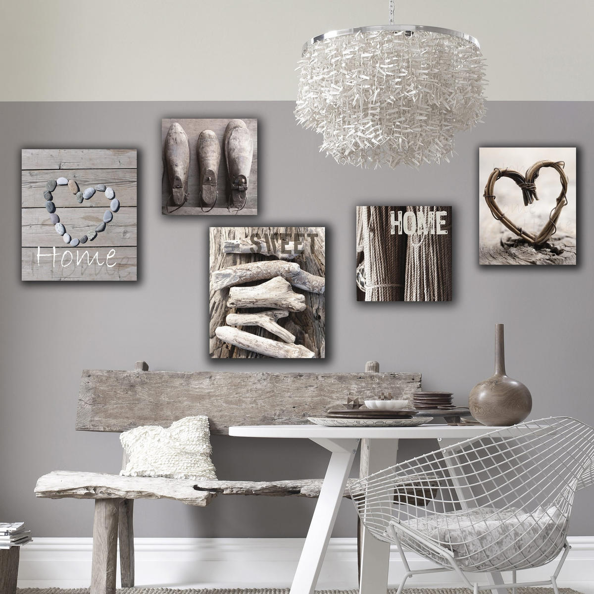 LEINWANDBILD Home Sweet Home - Grau - 60x80 cm - Grau, Holzwerkstoff/Textil (60/3cm) - Art for the Home