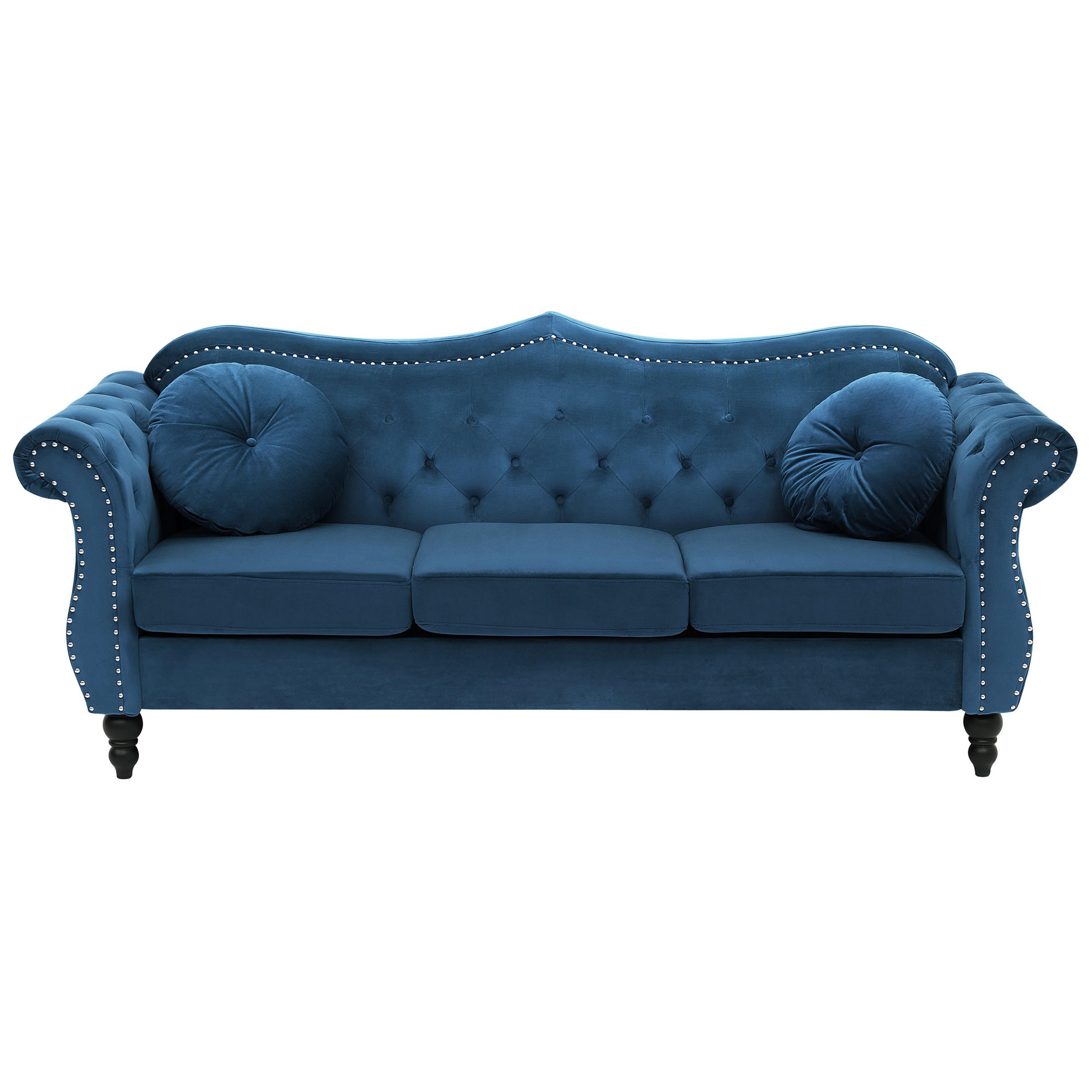 3-SITZER-SOFA Samtstoff Kobaltblau Skien - Hellblau, Textil (200/91/83cm) - Beliani