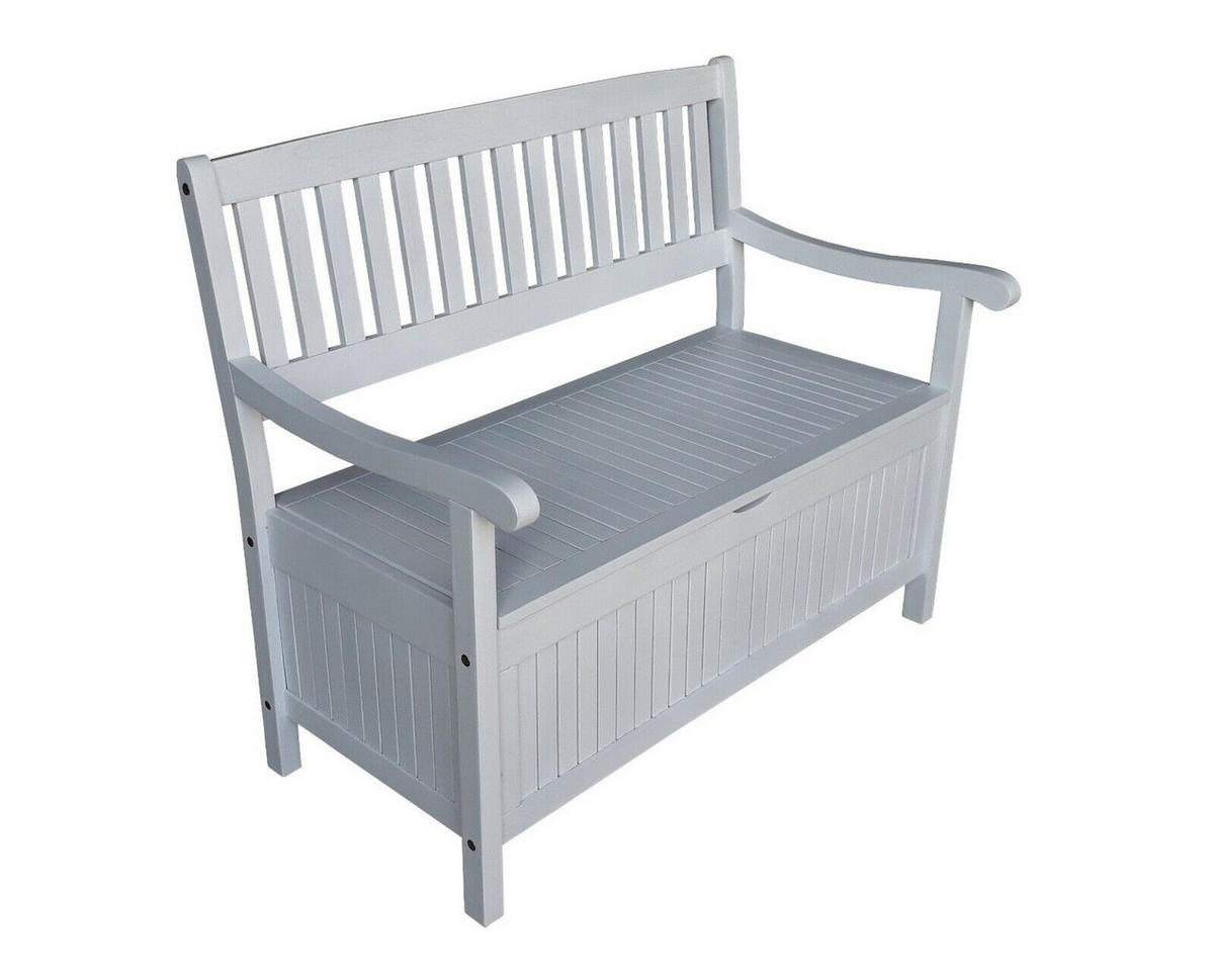 TRUHENBANK Greena 2 Sitz - Weiß, Holz (59/90/107cm) - Sedex