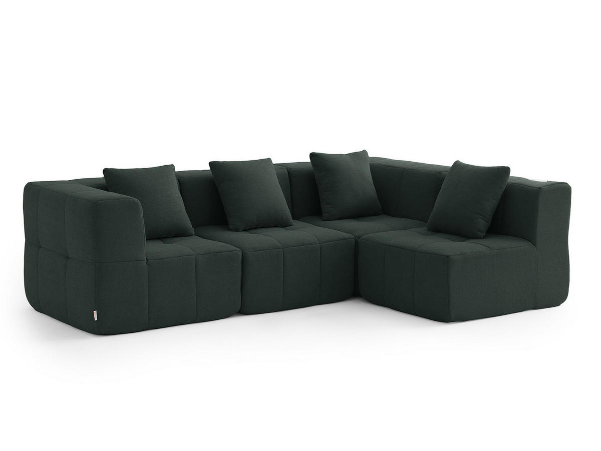 ECKSOFA Bouclé-Stoff Waldgrün - Waldgrün, Textil (260/175cm) - MILYsofa