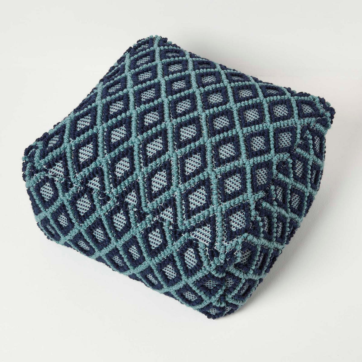 SITZPOUF Tula blau-grün gemustert, 55/55/30 cm - Blau, Textil (55/30/55cm) - Homescapes