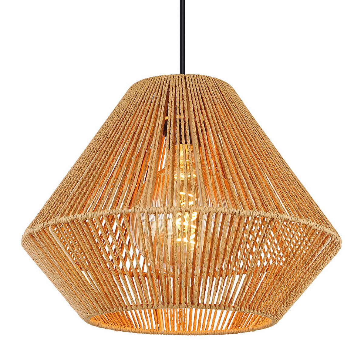 METALL HÄNGELEUCHTE Schwarz Naturfarbe - Beige, Glas (35/35/120cm) - Globo Lighting