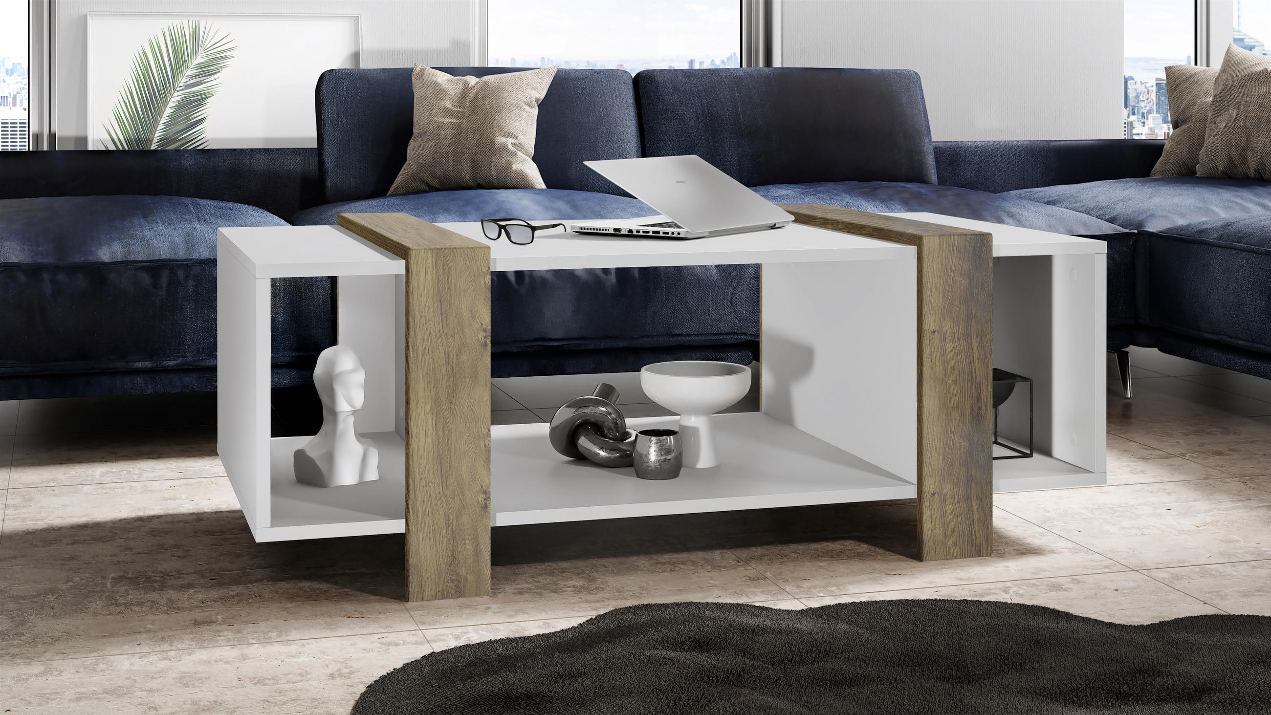 COUCHTISCH Ida Blenden in Eiche Ribbeck - Alteiche, Holzwerkstoff (56.5/110.5/42cm) - Vladon