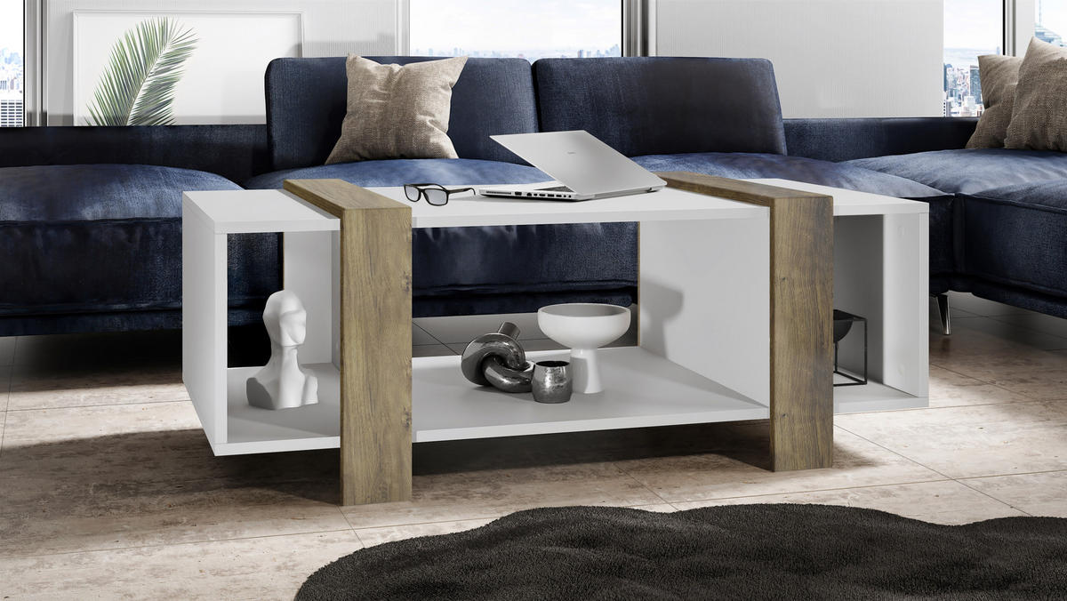 COUCHTISCH Ida Blenden in Eiche Ribbeck - Alteiche, Holzwerkstoff (56.5/110.5/42cm) - Vladon