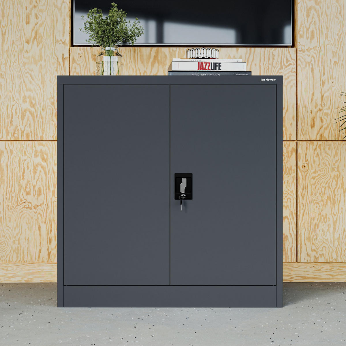 METALLSCHRANK mit Schloss für Büro und Werkstatt BEATA D600 - Anthrazit, Metall (93/90/60cm) - Jan Nowak