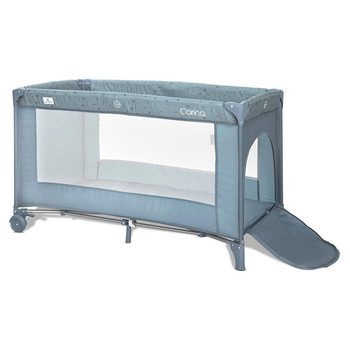 REISEBETT Carina 2 Ebenen blau Matratze Tragetasche faltbar Räder mit Bremse - Blau, Kunststoff (67/125cm) - Lorelli