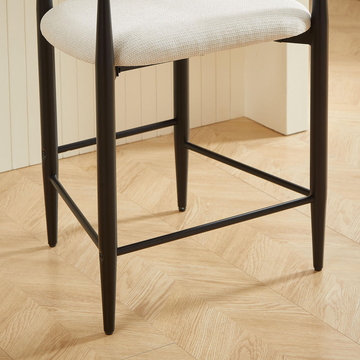 BARHOCKER 2er-Set Beige mit Armlehnen und Schwarz-Gold-Gestell - Beige, Textil (55/94/59cm) - PANGIVO