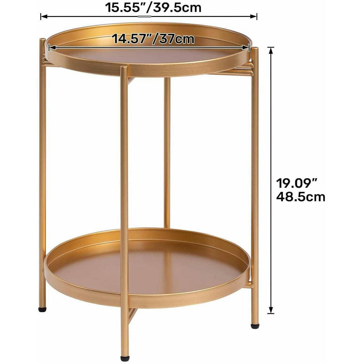 BEISTELLTISCH rund Metall Gold 37 cm - Goldfarben, Metall (37/37/50cm)