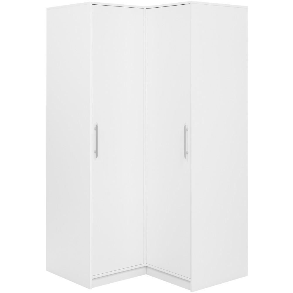 ECKSCHRANK Bora, Eckdrehtürenschrank mit 2 Türen, Weiß - Weiß, Holzwerkstoff (108.5/200/106.5cm) - Beautysofa