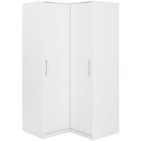 ECKSCHRANK Bora, Eckdrehtürenschrank mit 2 Türen, Weiß - Weiß, Holzwerkstoff (108.5/200/106.5cm) - Beautysofa