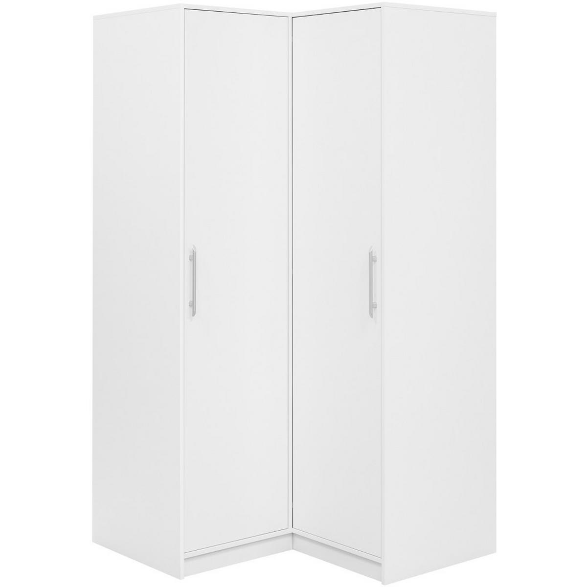 ECKSCHRANK Bora, Eckdrehtürenschrank mit 2 Türen, Weiß - Weiß, Holzwerkstoff (108.5/200/106.5cm) - Beautysofa