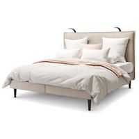 POLSTERBETT 200x200 cm, CALMA, Elegantes Bett auf 18 cm hohen Füßen, Ohne zusätzlichen Bettkasten, Beige - Beige, Holz/Buchenholz (200/200cm) - Trada