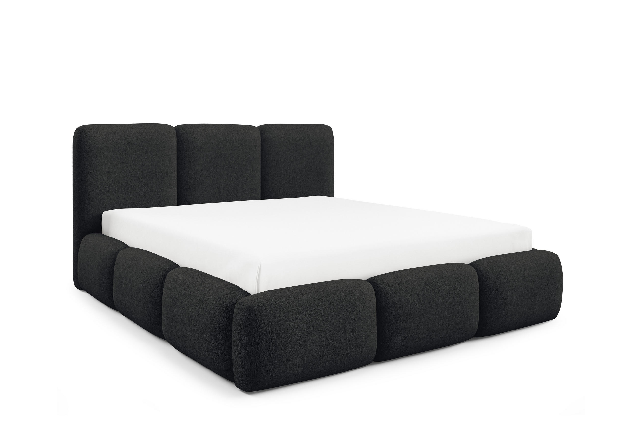 POLSTERBETT BOVA 160x200 cm mit Bettkasten,Lattenrost,Doppelbett,Boxspringbett-Optik-Schwarz - Schwarz, Holz (160/200cm) - Furnistar