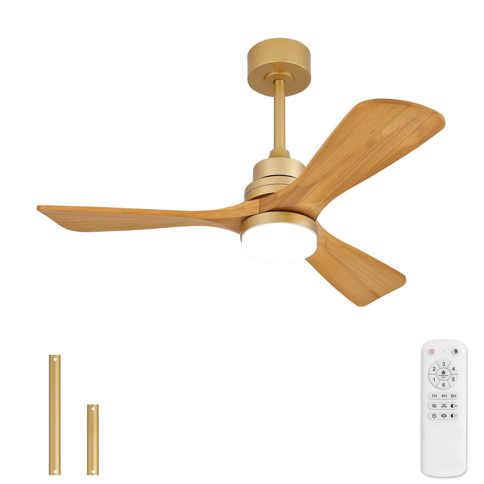DECKENVENTILATOR & LED-Beleuchtung/Fernbedienung Sommer/Winter Betrieb - Goldfarben, Metall (107/107/53cm) - BEXEVUE