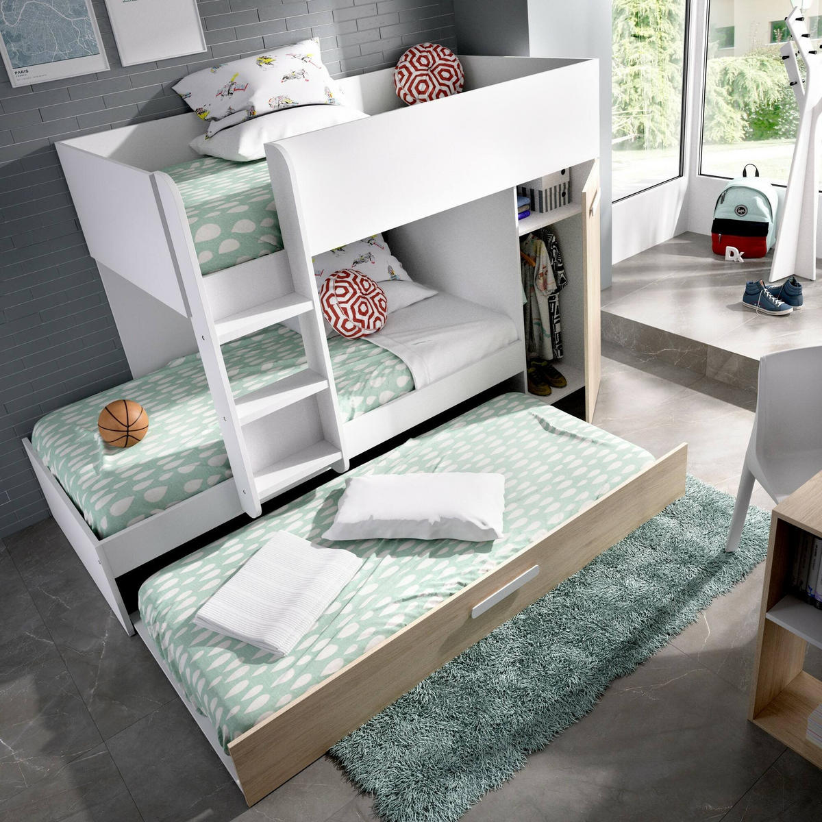 SCHLAFZIMMER Eiche, Weiß 112/244/150 cm - Weiß, Holzwerkstoff - DMORA
