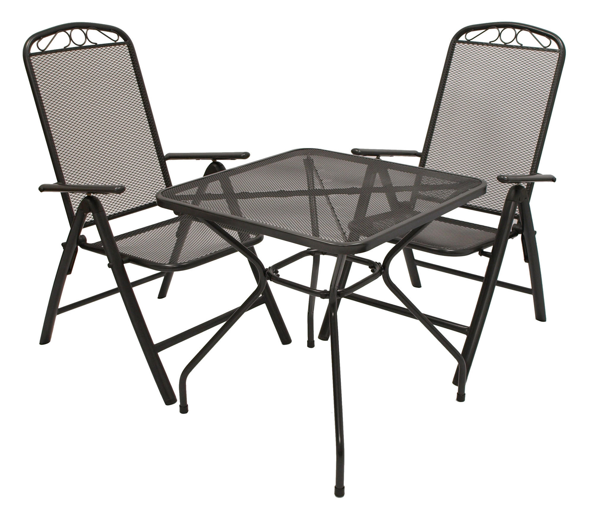 GARTENESSGRUPPE Glasgow - GARTEN-GARNITUR für 2 Personen - Gartenmöbel Set 3-teilig - Streckmetall anthrazit - Grau, Metall - TPFGarden