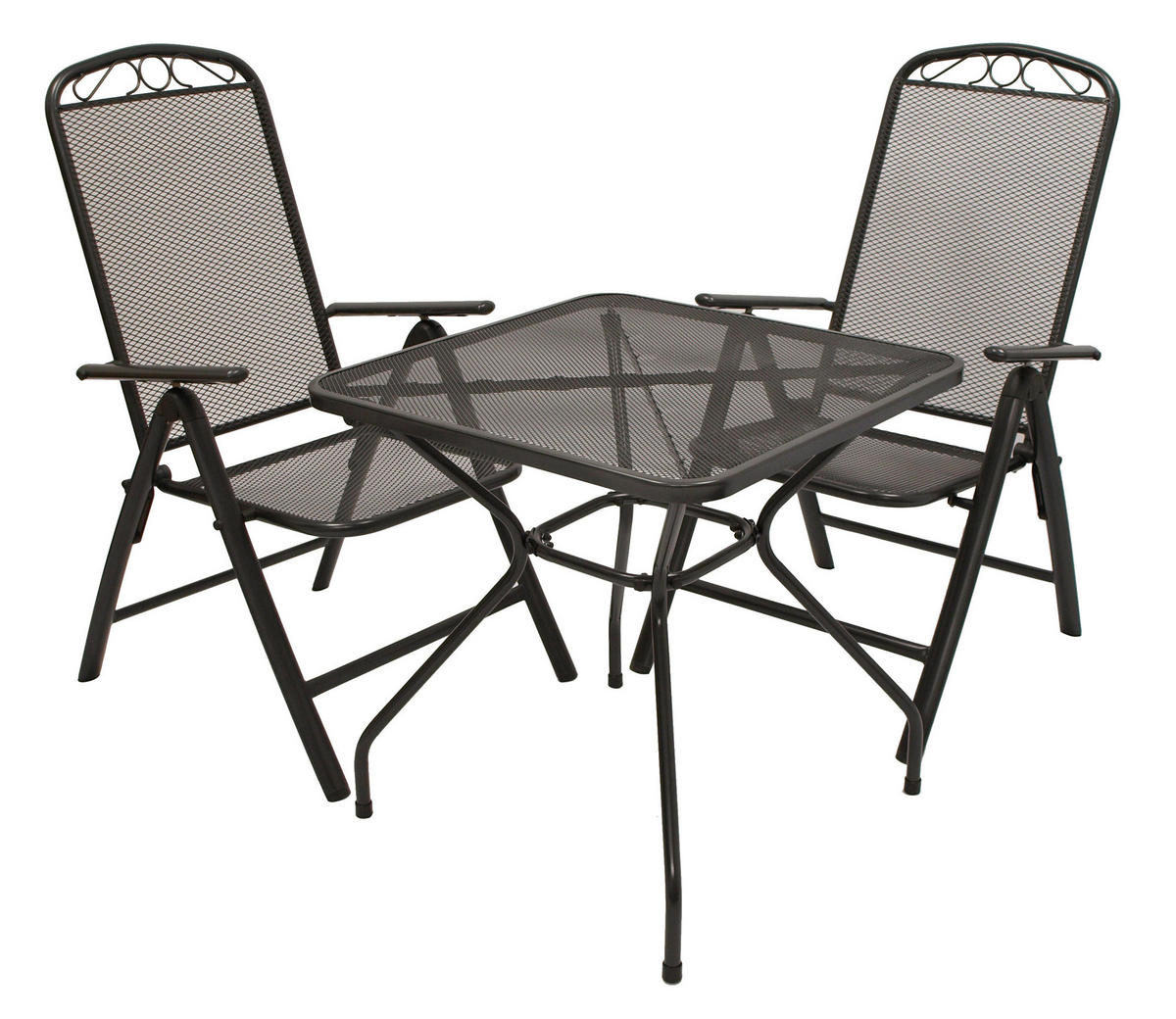 GARTENESSGRUPPE Glasgow - GARTEN-GARNITUR für 2 Personen - Gartenmöbel Set 3-teilig - Streckmetall anthrazit - Grau, Metall - TPFGarden