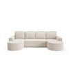 WOHNLANDSHAFT Flow U Hellbeige, mit Schlaffunktion in Curio Stoff - Creme, Holzwerkstoff/Textil (316/88/157cm) - Bettso