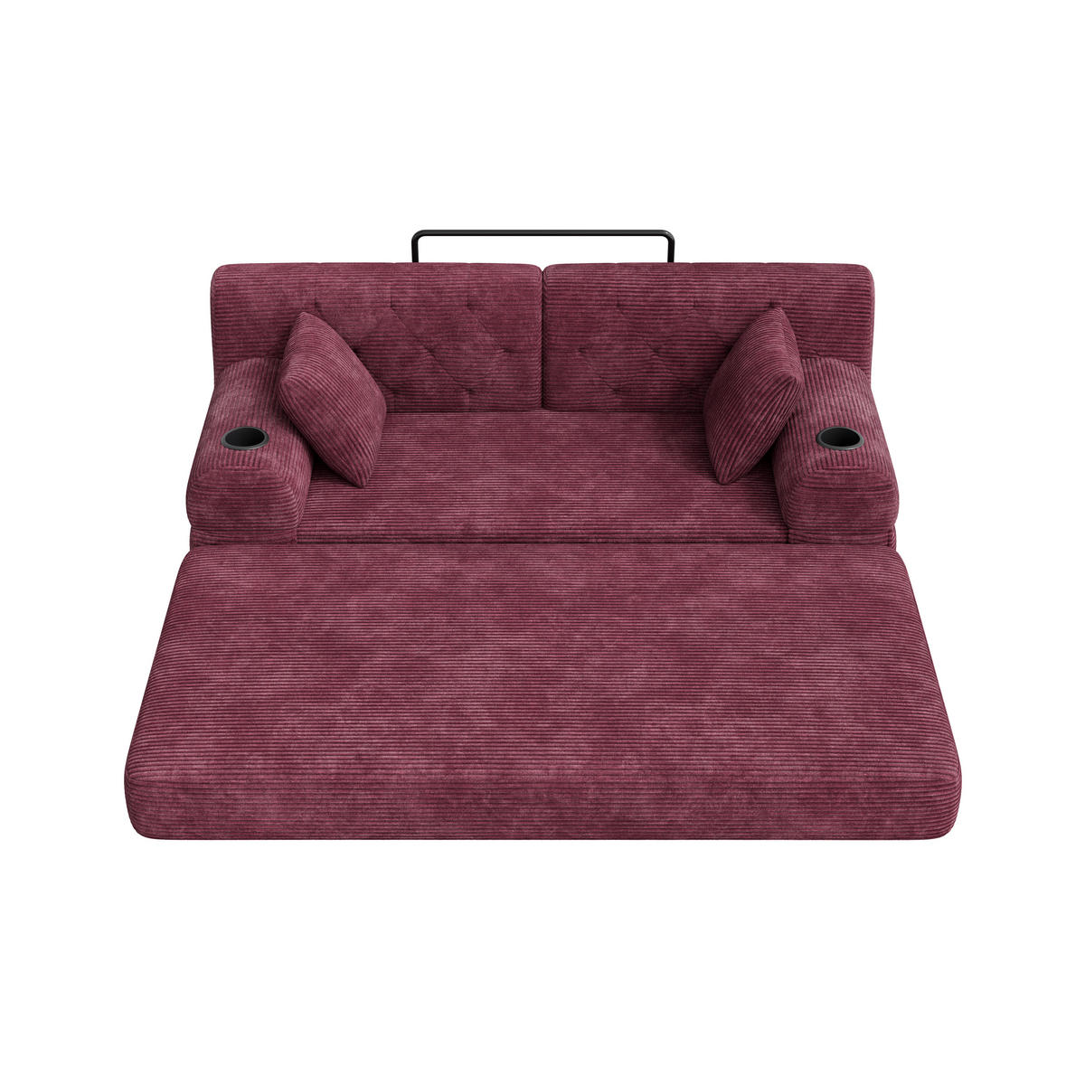 SCHLAFSOFA DE-33850 mit hoher Rückenlehne Weinrot - Weinrot, Metall (168/81/80cm) - ComfortXL