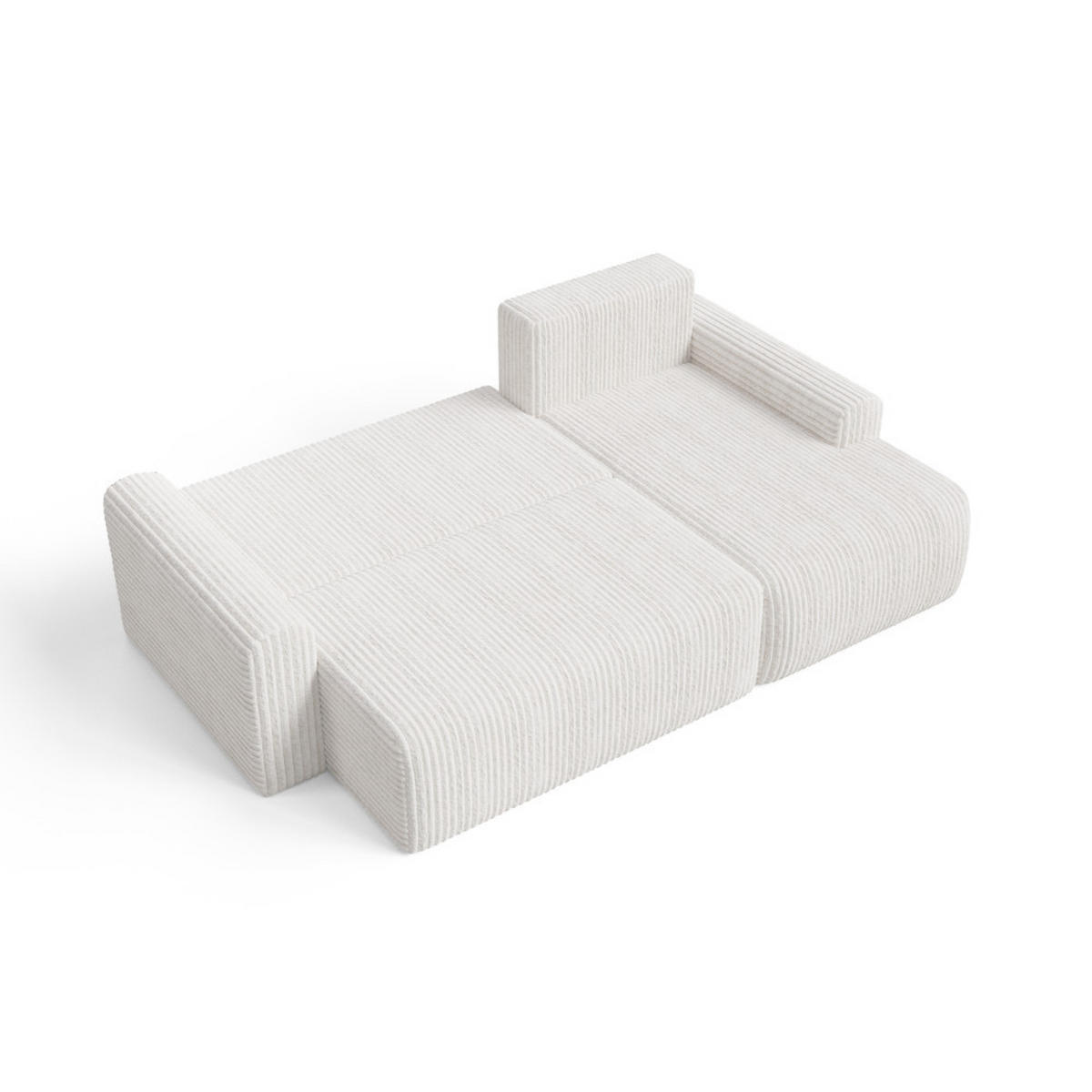 ECKSOFA MILO SMALL mit Schlaffunktion und Bettkasten, Rechts - TILIA 08 - Creme, Holz (240/142cm) - Dekori_Interiors