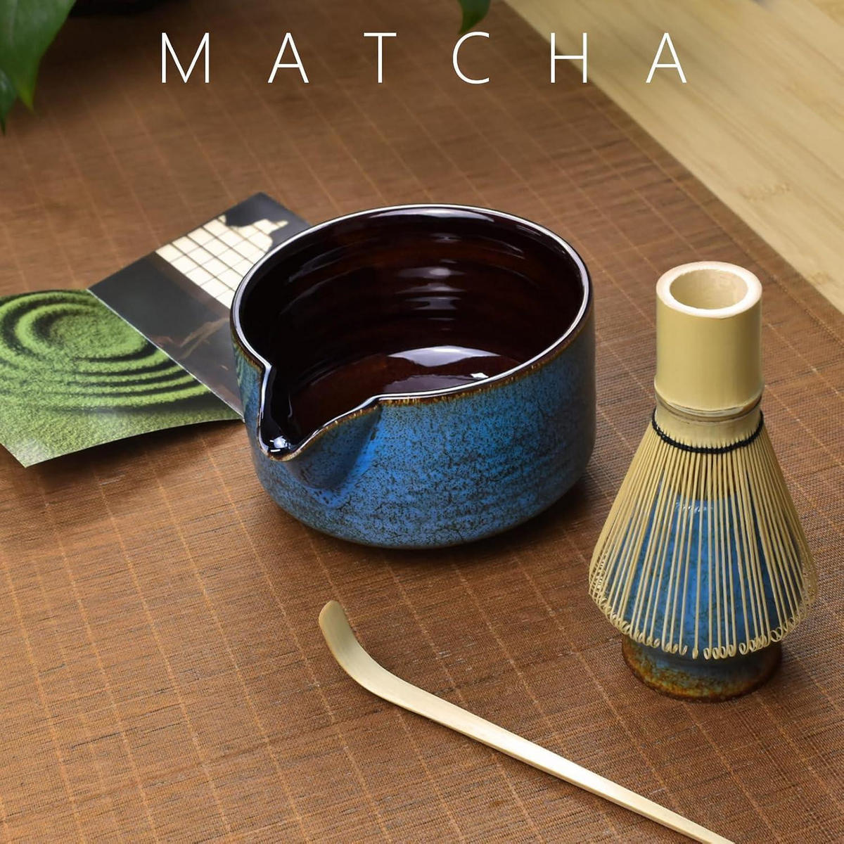 MATCHA-SET 7-teilig Keramik Bambus - Blau, Keramik (5.3/5.3/22.4cm)