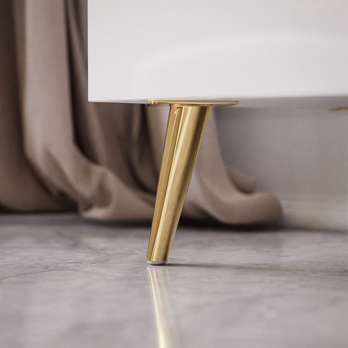 SIDEBOARD ONYX 4T 158 CM AUF GOLDENEN BEINEN PUSH OPEN - Weiß, Holzwerkstoff (158/88/41cm) - Lookway