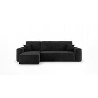 ECKSOFA CALIFORNIA MINI links schwarz Cord Poso 135 - Schlaffunktion, Bettkasten - Schwarz, Textil (245/140cm) - Cornero
