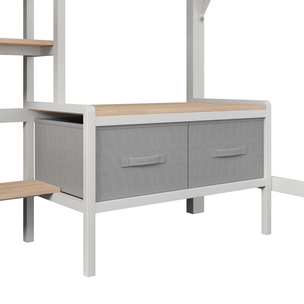 HOCHBETT 140/200 cm mit Schreibtisch und LED, DE-42034, in Weiß - Weiß, Metall (140/200cm) - ComfortXL