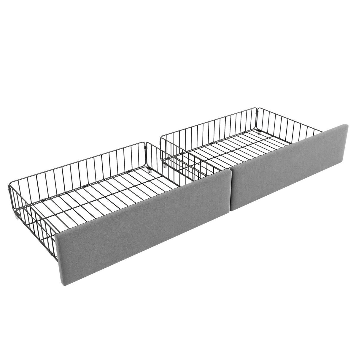POLSTERBETT 90/200 cm Grau aus Samt mit 2 Schubladen - Grau, Textil (90/200cm) - OKMYHOME