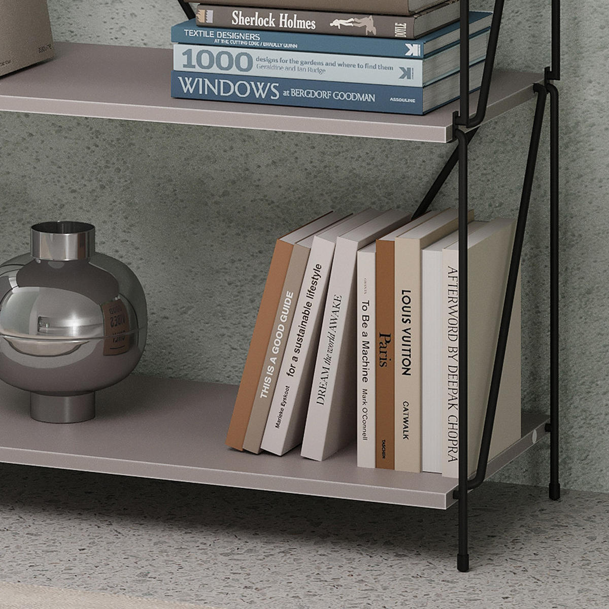 BÜCHERREGAL Ravix Greige/Schwarz 60 x 102.5 cm - Schwarz/Grau, Holzwerkstoff (60/102.5/30cm) - Vicco