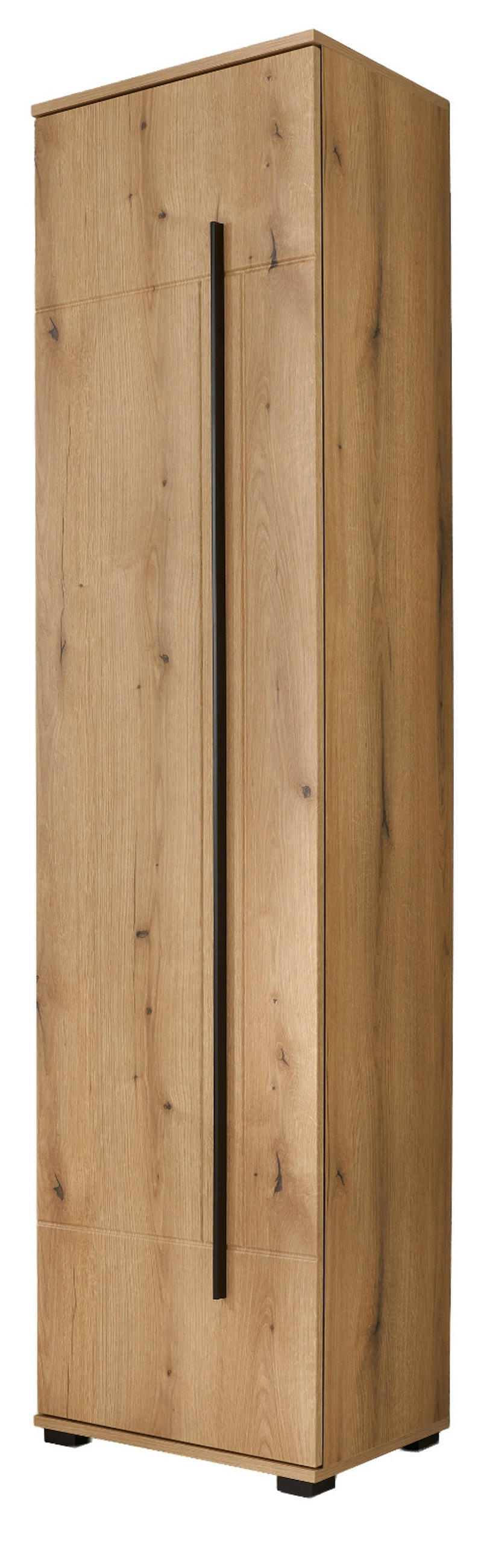 SCHUHSCHRANK Evoke Eiche 50 x 200 cm, Stauraumschrank mit 6 Fächern - Eichefarben/Schwarz, Holzwerkstoff/Kunststoff (50/200/39cm) - Furn.Design