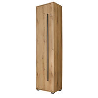 SCHUHSCHRANK Evoke Eiche 50 x 200 cm, Stauraumschrank mit 6 Fächern - Eichefarben/Schwarz, Holzwerkstoff/Kunststoff (50/200/39cm) - Furn.Design