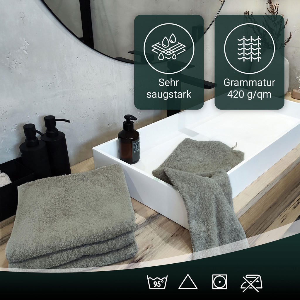 Thumbnail - Zollner Handtücher,, Hellgrau, Textil, 50x100 cm, Oeko-Tex® Standard 100, Badtextilien, Handtücher